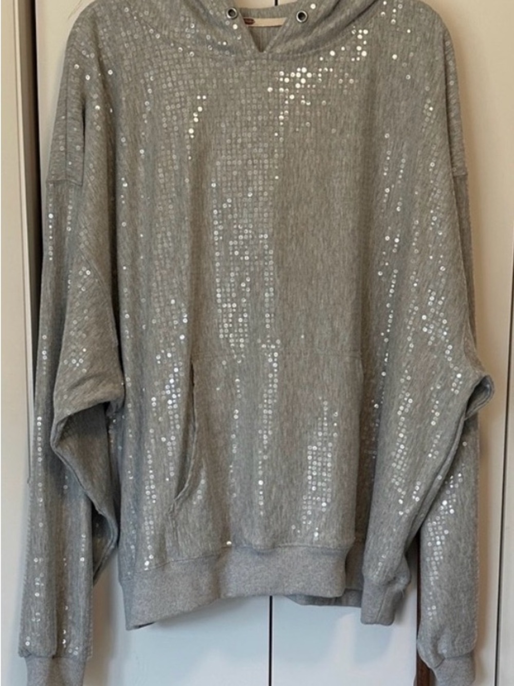 Sequin Accent Grey Hoodie